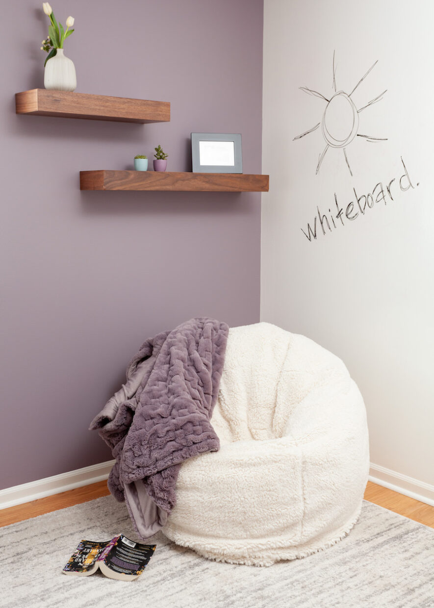 beanbag-chair-purple-accent-wall-whiteboard-wall