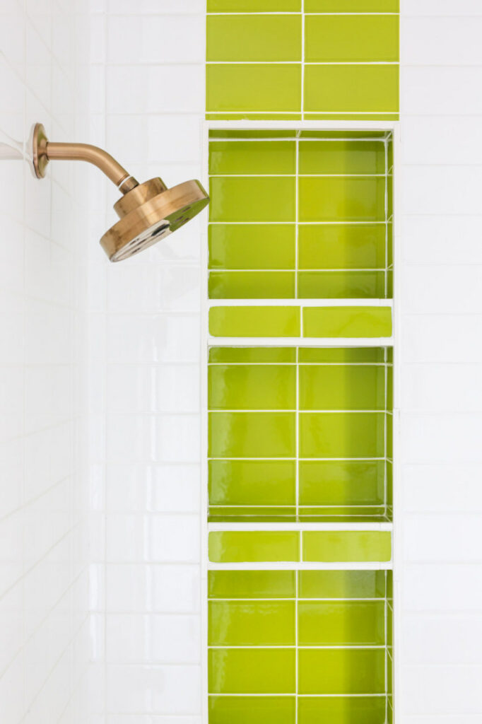 Green Shower Tile Copper Showerhead