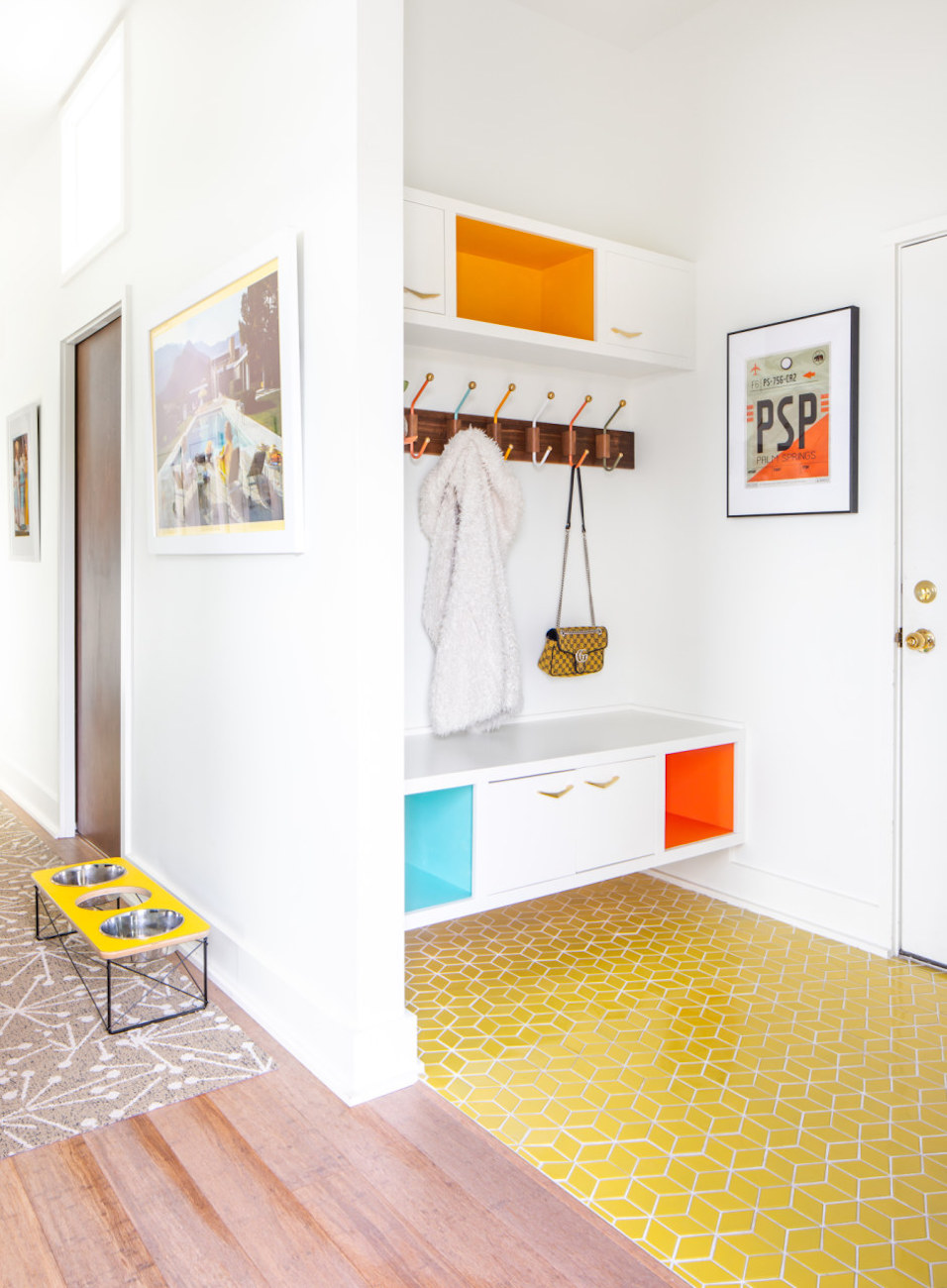 mudroom-design-yellow-tile-floor-fenton-mi