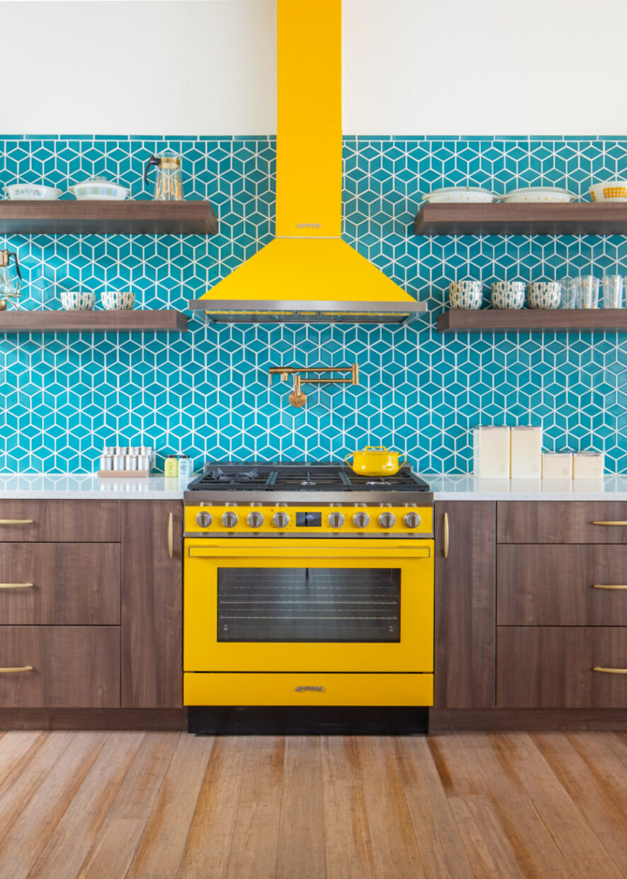 yellow-stove-oven-hood-blue-backsplash
