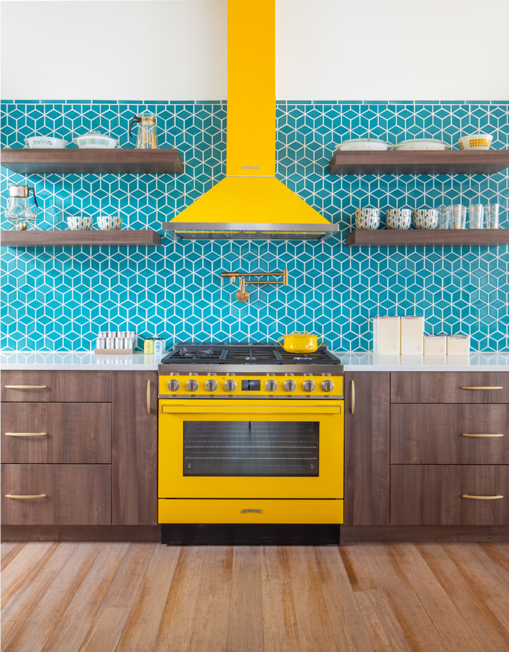 yellow-stove-oven-hood-blue-backsplash